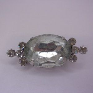 Vintage Large Faceted Rhinestone Accent Brooch Pin